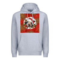 Heather Grey christmas cow Premium Hoodie - LillyAllenDesigns