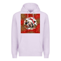 Lilac christmas cow Premium Hoodie - LillyAllenDesigns