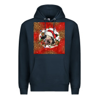Navy christmas cow Premium Hoodie - LillyAllenDesigns