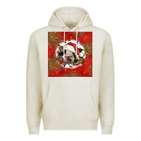Oatmeal Heather christmas cow Premium Hoodie - LillyAllenDesigns