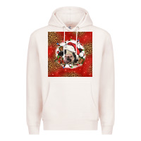 Pale Pink christmas cow Premium Hoodie - LillyAllenDesigns