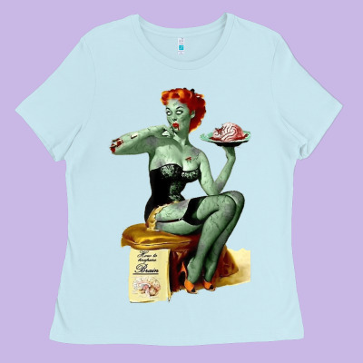 Zombie Pin Up Girl Halloween Ladies Tee Designed By Craftify