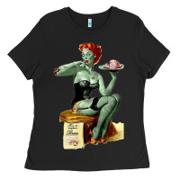 Black Zombie Pin Up Girl Halloween Ladies Tee - Craftify