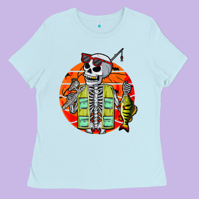 Skeleton Fishing Lover Moon Halloween Costume Fish Ladies Tee Designed By Craftify