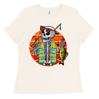 Bone skeleton fishing lover moon halloween costume fish Ladies Tee - Craftify
