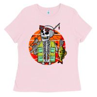 Bubblegum Pink skeleton fishing lover moon halloween costume fish Ladies Tee - Craftify