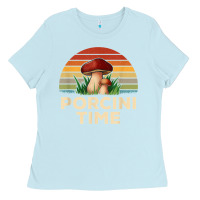 Baby Blue vintage sunset porcini mushroom hunting boletus edulis t shirt Ladies Tee - Craftify