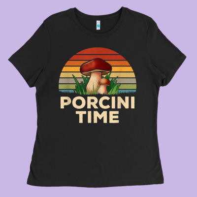 Vintage Sunset Porcini Mushroom Hunting Boletus Edulis T Shirt Ladies Tee Designed By Craftify