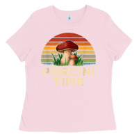 Bubblegum Pink vintage sunset porcini mushroom hunting boletus edulis t shirt Ladies Tee - Craftify
