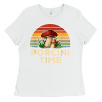White vintage sunset porcini mushroom hunting boletus edulis t shirt Ladies Tee - Craftify