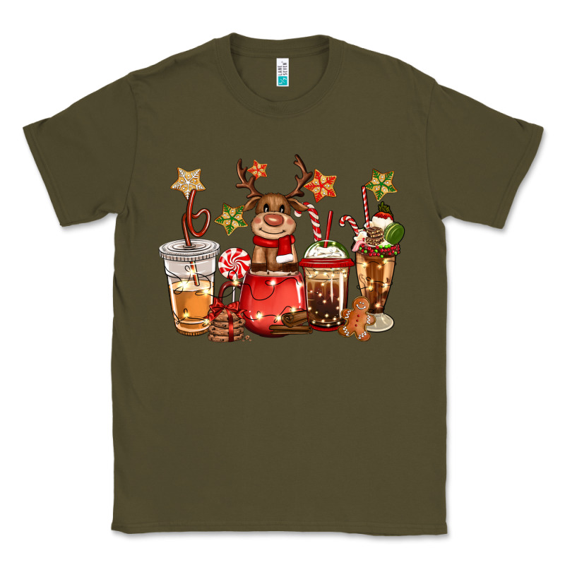 Christmas Reindeer Coffee Classic Tee by CowGirlArtShop | Teevron