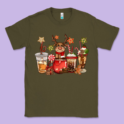 Christmas Reindeer Coffee Classic Tee Designed By Cowgirlartshop
