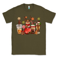 Army Green christmas reindeer coffee Classic Tee - CowGirlArtShop