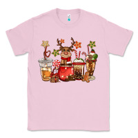 Bubblegum Pink christmas reindeer coffee Classic Tee - CowGirlArtShop