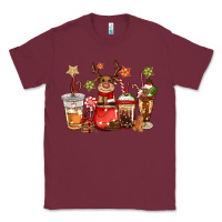 Burgundy christmas reindeer coffee Classic Tee - CowGirlArtShop