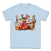 Dusty Blue christmas reindeer coffee Classic Tee - CowGirlArtShop