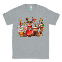 Heather Grey christmas reindeer coffee Classic Tee - CowGirlArtShop