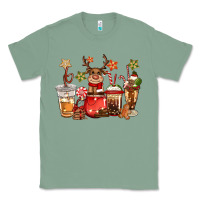 Sage christmas reindeer coffee Classic Tee - CowGirlArtShop