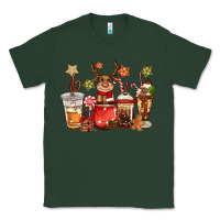 Sports Green christmas reindeer coffee Classic Tee - CowGirlArtShop