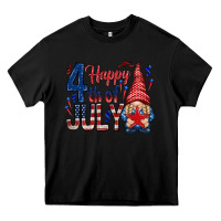 Black Happy 4th Of July with gnome Heavy Core Tee - HowdyJamesFarm
