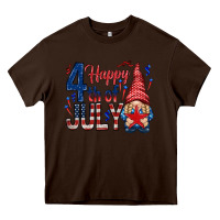 Chocolate Brown Happy 4th Of July with gnome Heavy Core Tee - HowdyJamesFarm