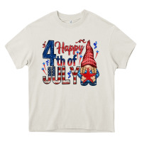 Cream Happy 4th Of July with gnome Heavy Core Tee - HowdyJamesFarm
