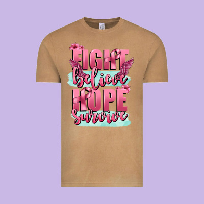 Fight Believe Hope Survive Cancer Awareness Vintage Tee Designed By Fadigitalartstudio