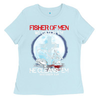 Baby Blue fisher of men we catch  em he cleans  em matthew 4 19 Ladies Tee - Craftify