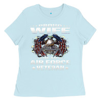Baby Blue proud wife of an air force veteran military vet spouse gifts premium m Ladies Tee - Craftify