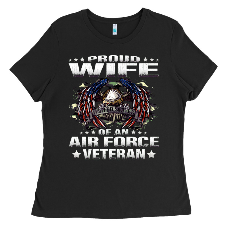 Proud Wife Of An Air Force Veteran Military Vet Spouse Gifts Premium M Ladies Tee by Craftify | Teevron