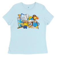 Baby Blue Softball coffee cups Ladies Tee - HowdyJamesFarm