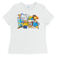 White Softball coffee cups Ladies Tee - HowdyJamesFarm