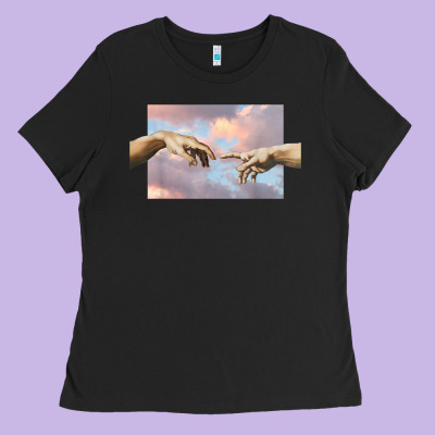 Creation Of Adam Hands Aesthetic T Shirt Ladies Tee Designed By Inspiradesign