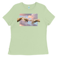 Matcha creation of adam hands aesthetic t shirt Ladies Tee - InspiraDesign