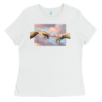 White creation of adam hands aesthetic t shirt Ladies Tee - InspiraDesign