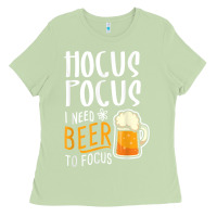 Matcha Hocus Pocus I Need Beer To Focus Funny Halloween Witch 1 Ladies Tee - InspiraDesign