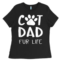 Funny Cat Dad Fathers Day Gift Shirt Fur Life Cat Tee Ladies Tee | Teevron