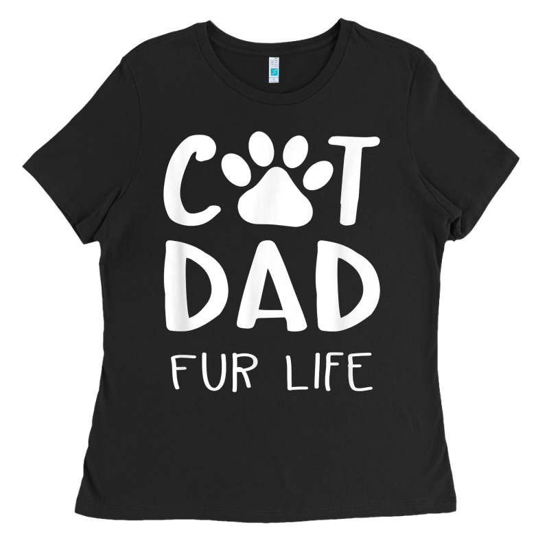 Funny Cat Dad Fathers Day Gift Shirt Fur Life Cat Tee Ladies Tee by InspiraDesign | Teevron