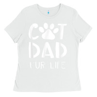 White funny cat dad fathers day gift shirt fur life cat tee Ladies Tee - InspiraDesign