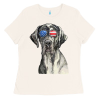 Bone great dane sunglasses american usa flag 4th of july fourth t shirt Ladies Tee - InspiraDesign