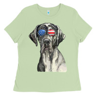 Matcha great dane sunglasses american usa flag 4th of july fourth t shirt Ladies Tee - InspiraDesign