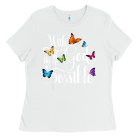 White With God All Things Are Possible  Religious Butterfly Art Ladies Tee - InspiraDesign