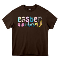 Chocolate Brown Easter vibes Easter Day Heavy Core Tee - HowdyJamesFarm