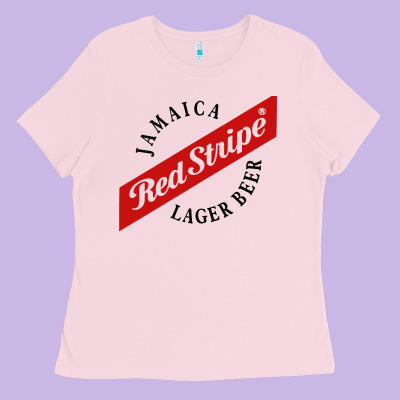 Jamaica Red Stripe Lager Beer Ladies Tee Designed By Inspiradesign