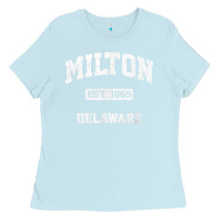 Baby Blue milton delaware de vintage state athletic style t shirt Ladies Tee - InspiraDesign
