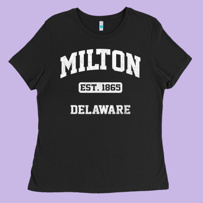 Milton Delaware De Vintage State Athletic Style T Shirt Ladies Tee Designed By Inspiradesign