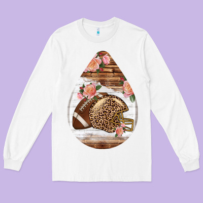 American Football And Western Roses Teardrop Long Sleeve Tee Designed By Bundleandbundleshop