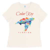 Bone Cedar Key Florida Watercolor Sea Turtle Sweatshirt Ladies Tee - InspiraDesign