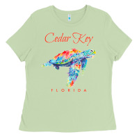 Matcha Cedar Key Florida Watercolor Sea Turtle Sweatshirt Ladies Tee - InspiraDesign