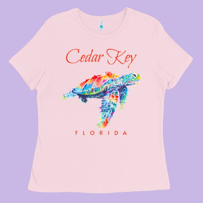 Cedar Key Florida Watercolor Sea Turtle Sweatshirt Ladies Tee Designed By Inspiradesign